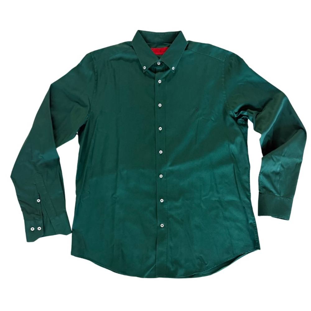 Carolina Herrera Men’s Green Button-Down Shirt Size 16½ | Elegant Luxury Classic